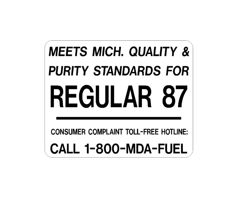 Decal - Michigan Mandatory Pump 87