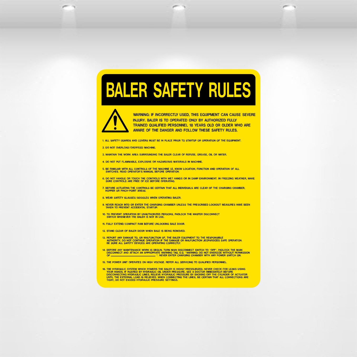 Decal - Bailer Safety Rules
