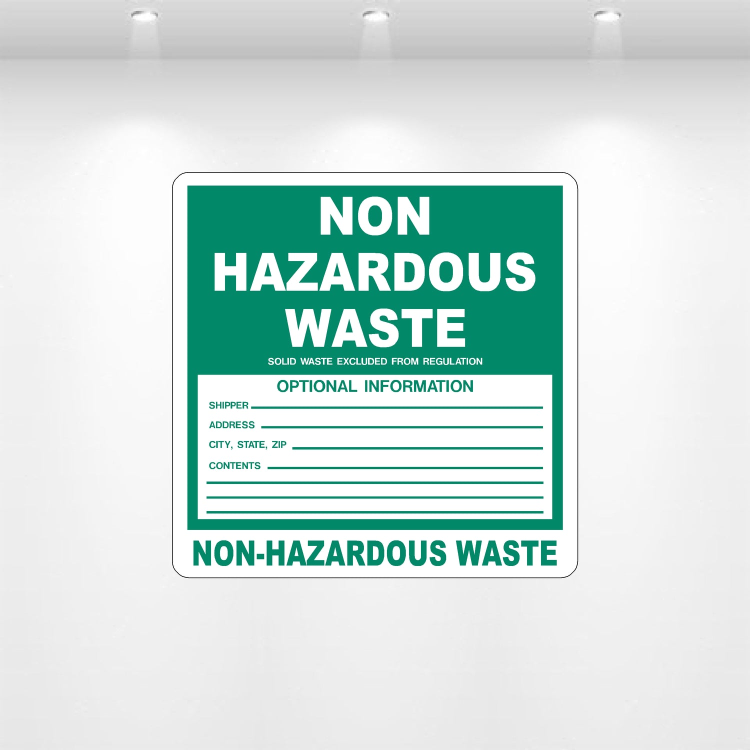 Decal - Non Hazardous Waste Optional Information