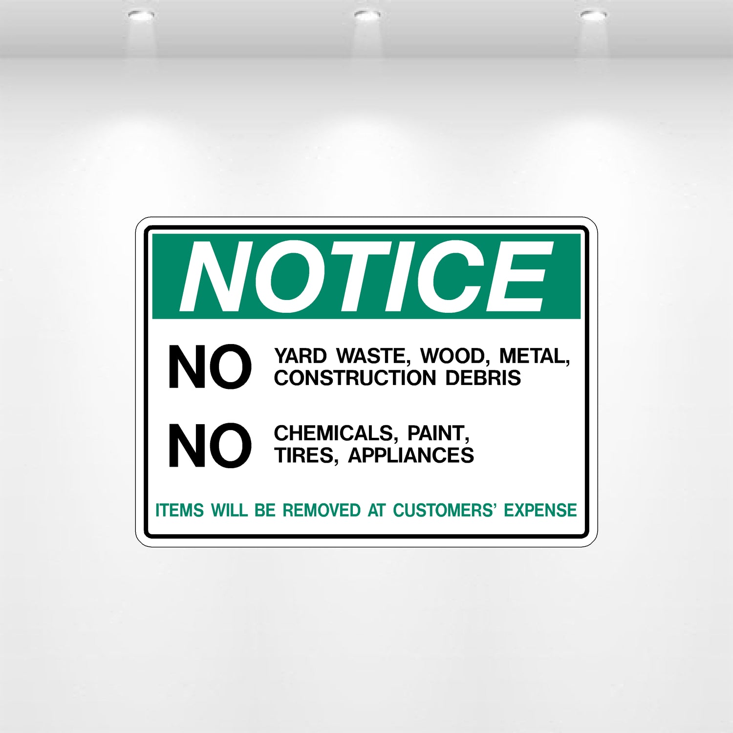 Decal - Notice No Yard Waste No Chemicals