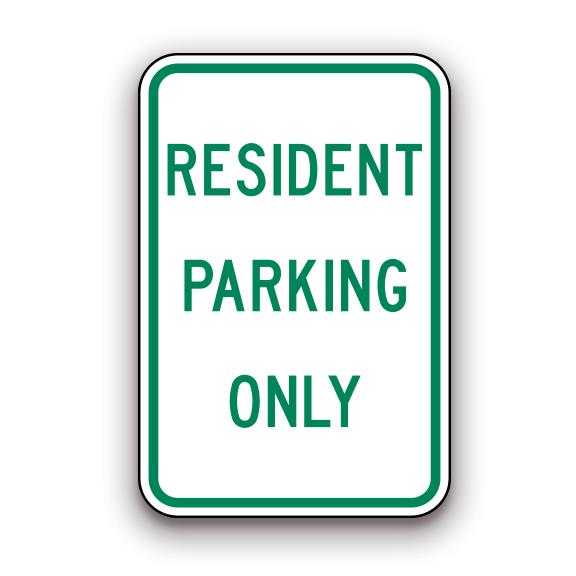 Sign - Resident Parking Only, Green Border | Safety Decals