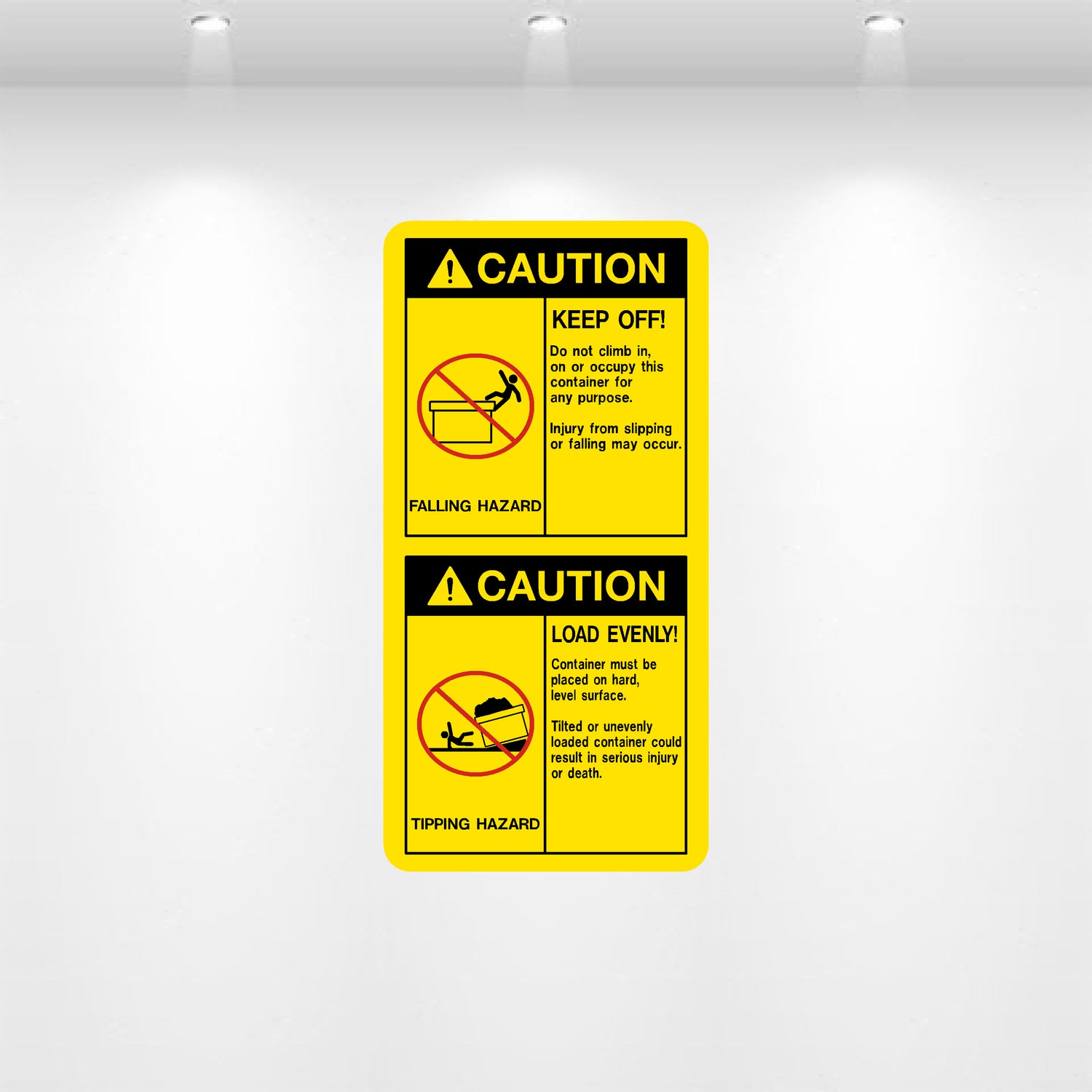 Decal - Tall Caution Keep off And Load Evenly