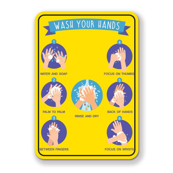 Decal - Wash Your Hands - Yellow Background – Safety Decals