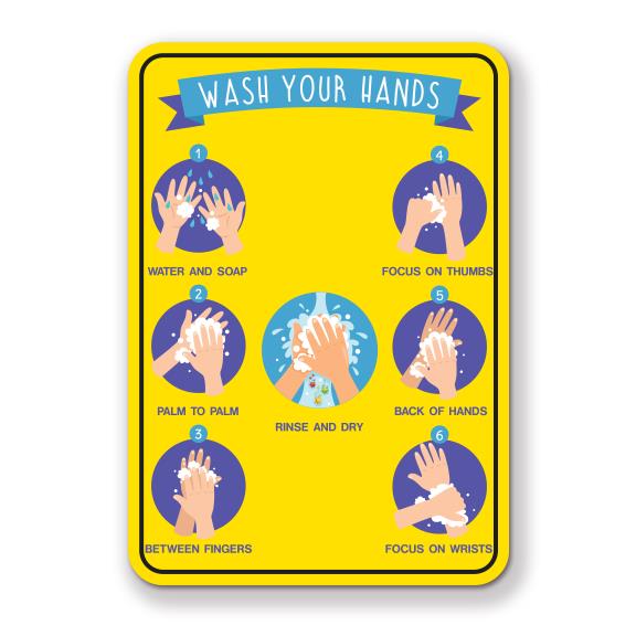Decal - Wash Your Hands - Yellow Background