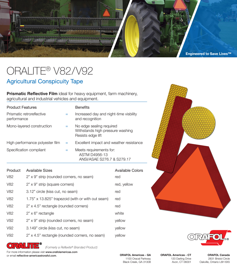 ORALITE® V82 Agricultural Conspicuity Tape