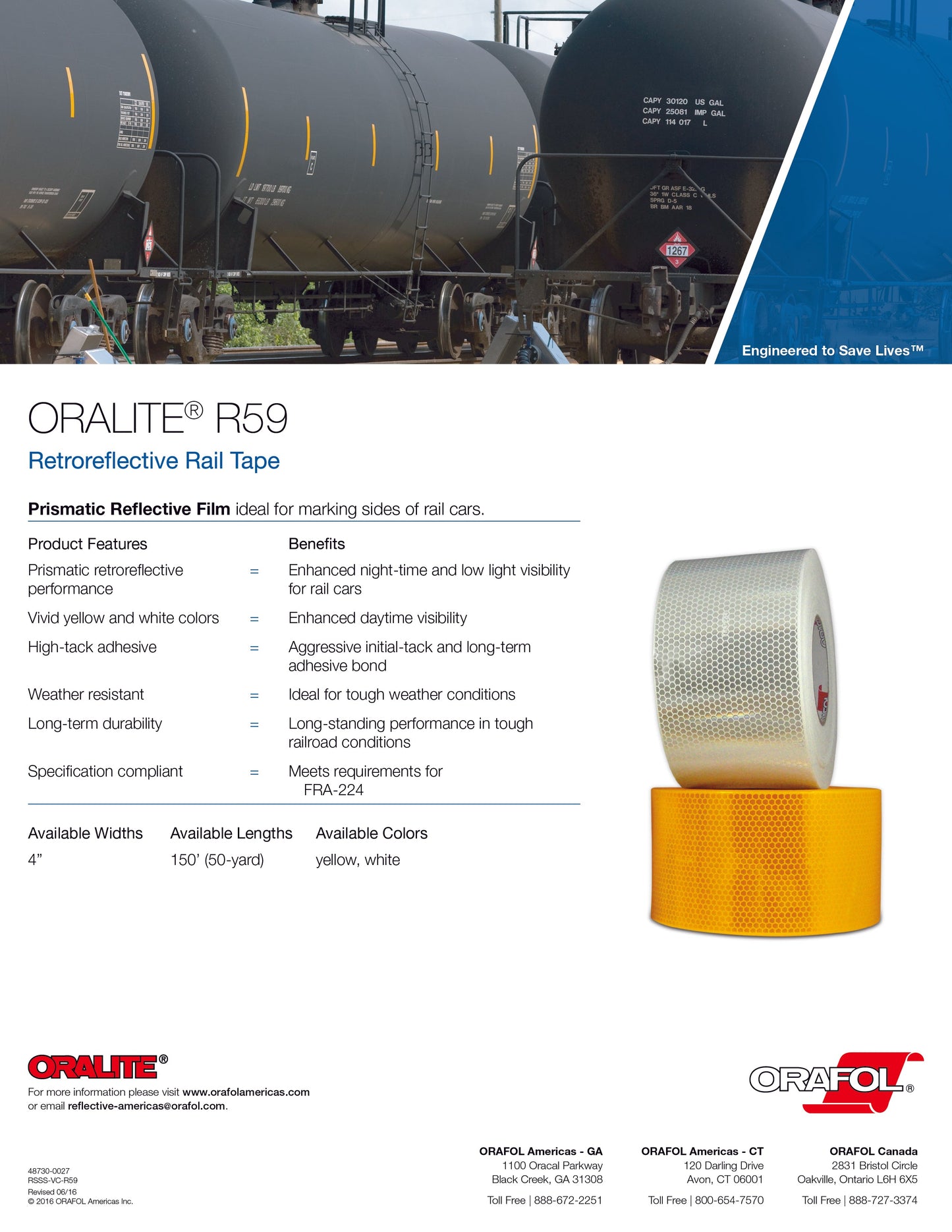 ORALITE® R59 Retroreflective Rail Tape